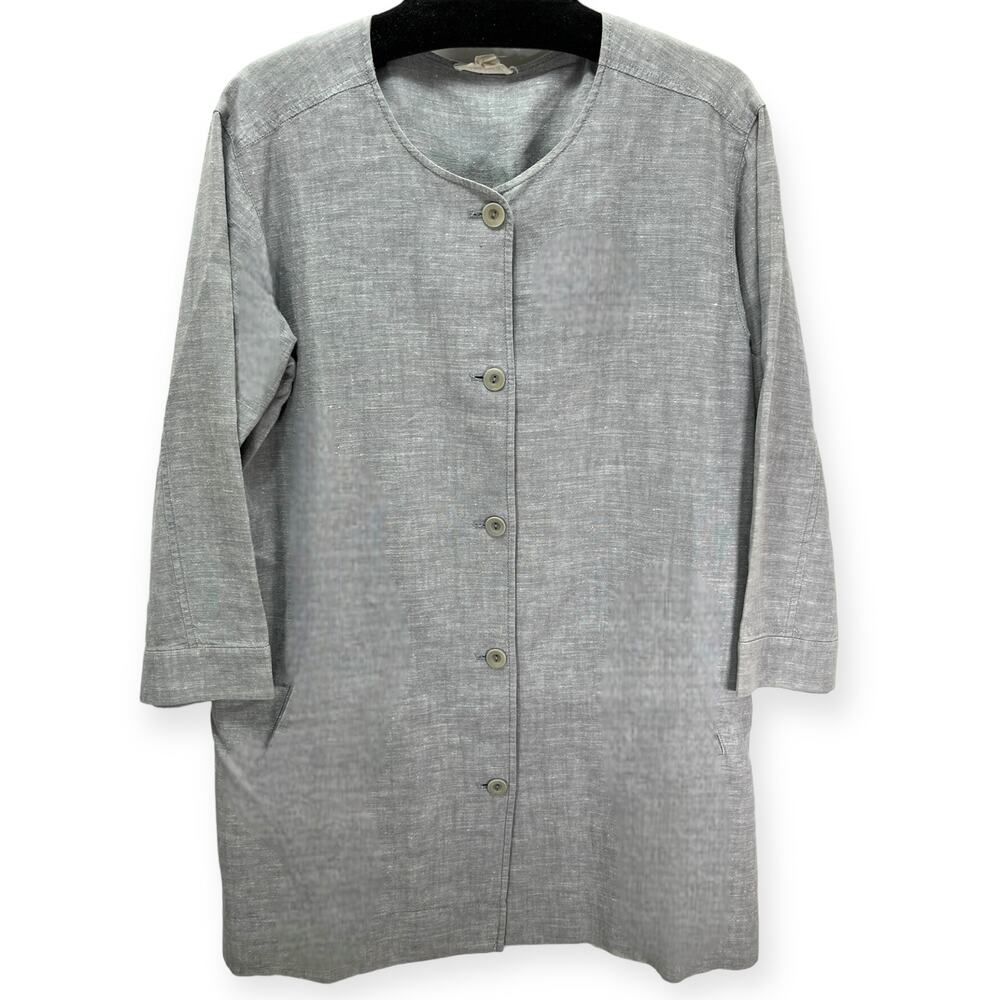 Gray Women's Button-Up Jacket